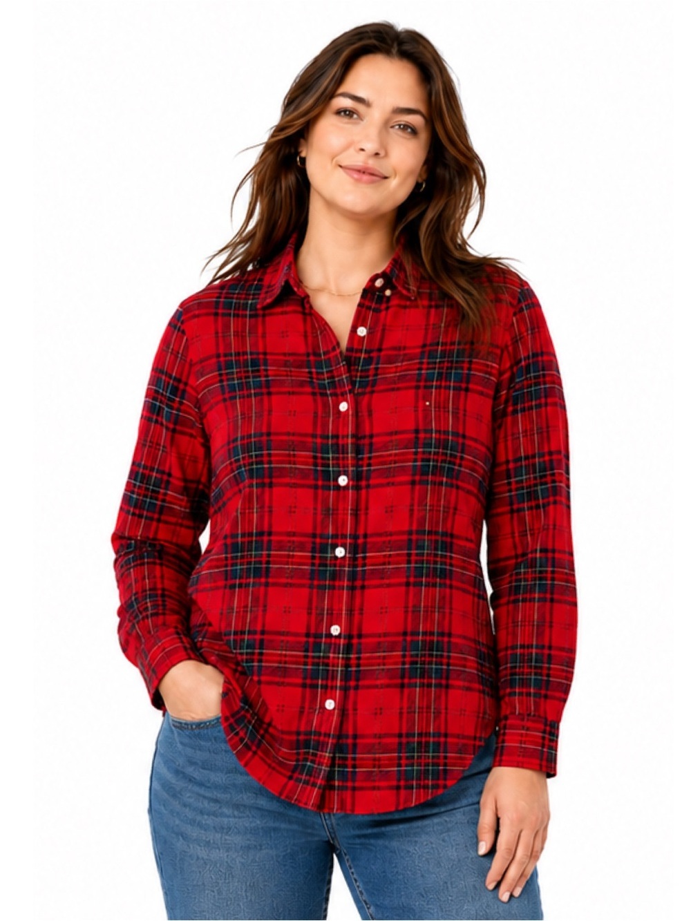 NWT Red Plaid Button Down Shirt